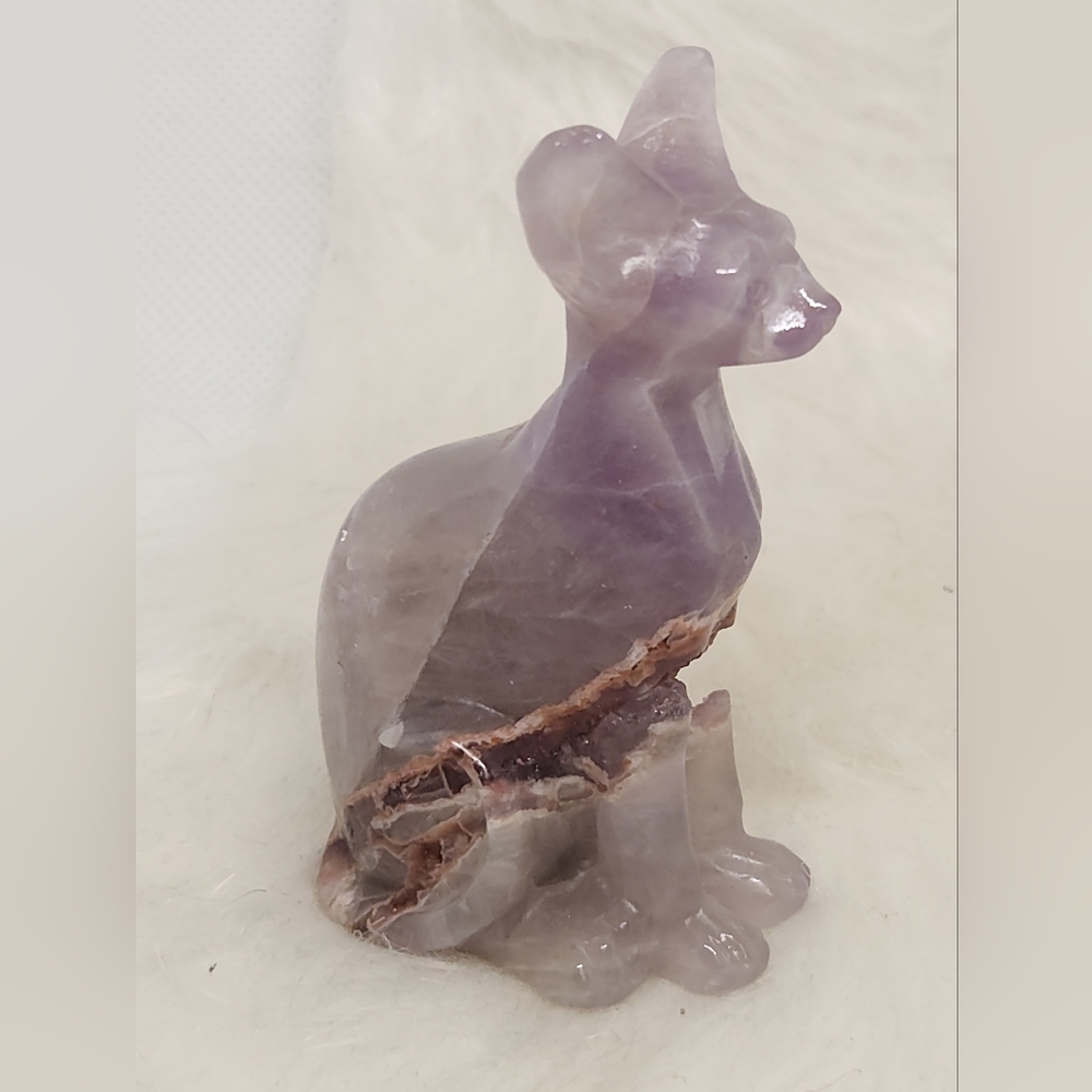 🌙✨ Unique Druzy Amethyst Bastet Sphinx Cat Crystal ✨🌙 - Picture 2 of 9